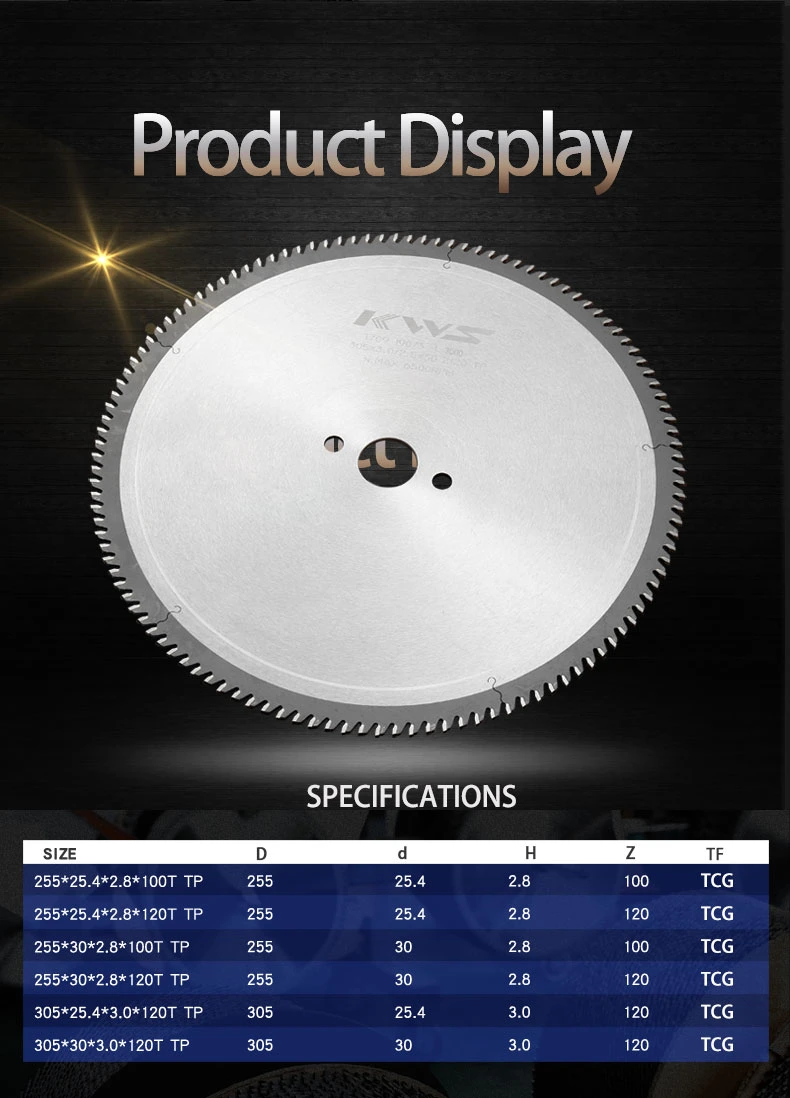 Tct (Tungsten carbide tipped) Circular Saw Blade for Aluminum Cutting